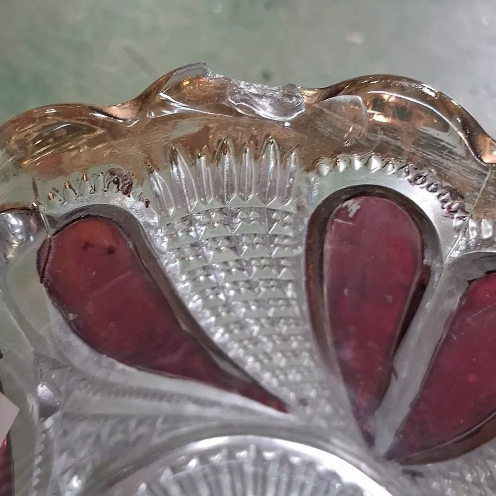 HEART Ruby/Gold Stained‎ sugar bowl/glass 1890-1910EAPG by US GLASS BLAZIN  rare